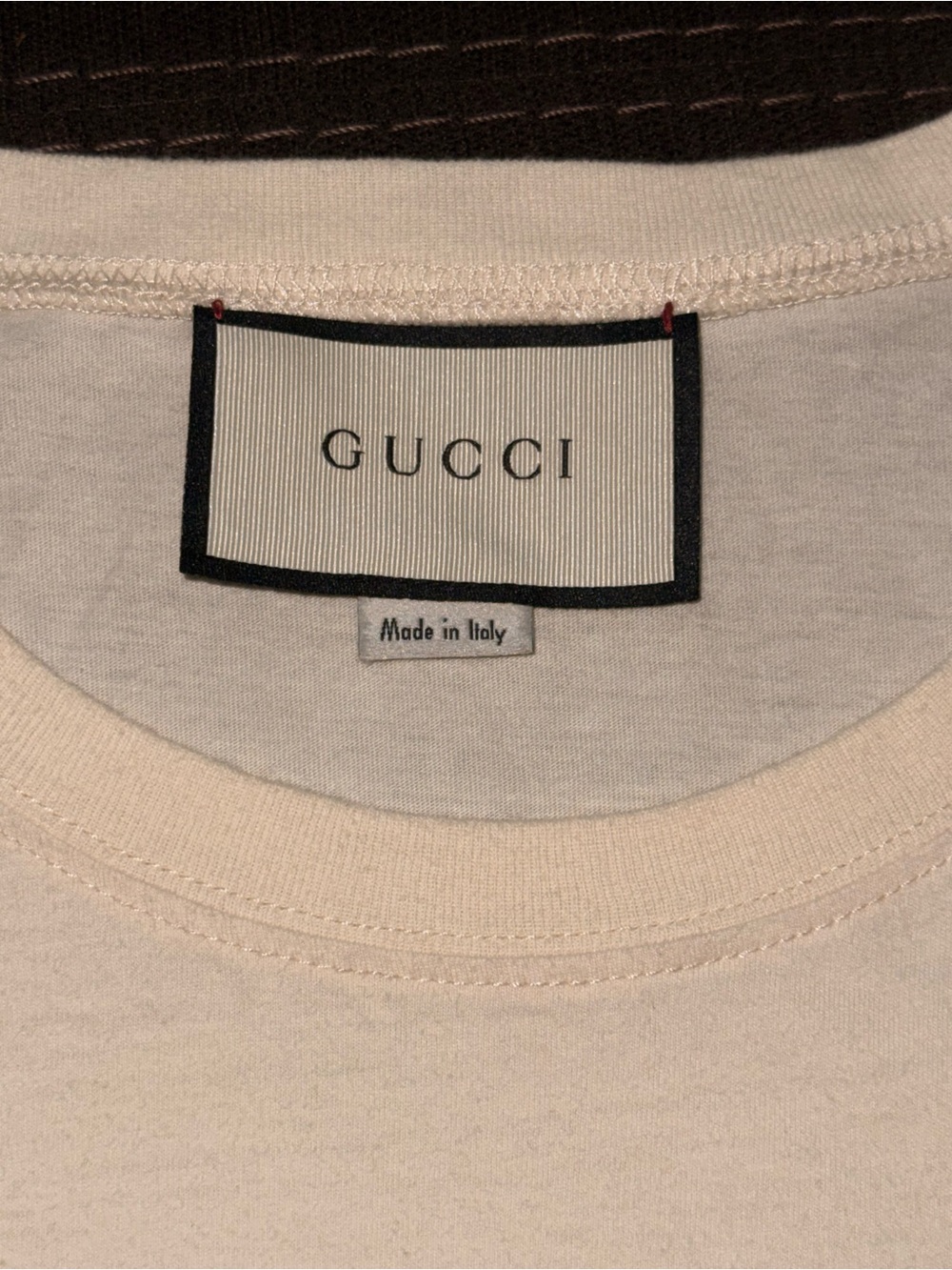 Gucci Small Cream Short-Sleeve Tee with Label